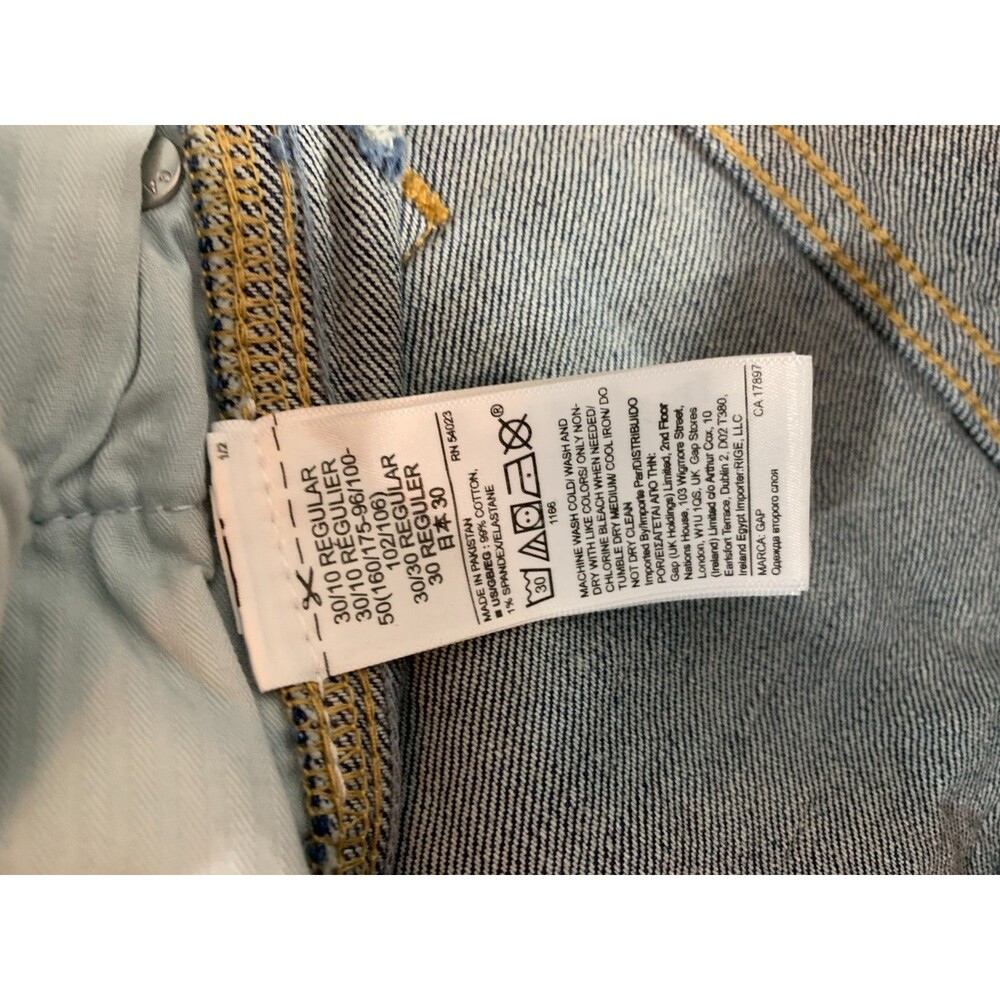 GAP Women’s Vintage Flare High Rise Unique Blue Wash Distress Jeans 30 / 10R - Picture 10 of 13